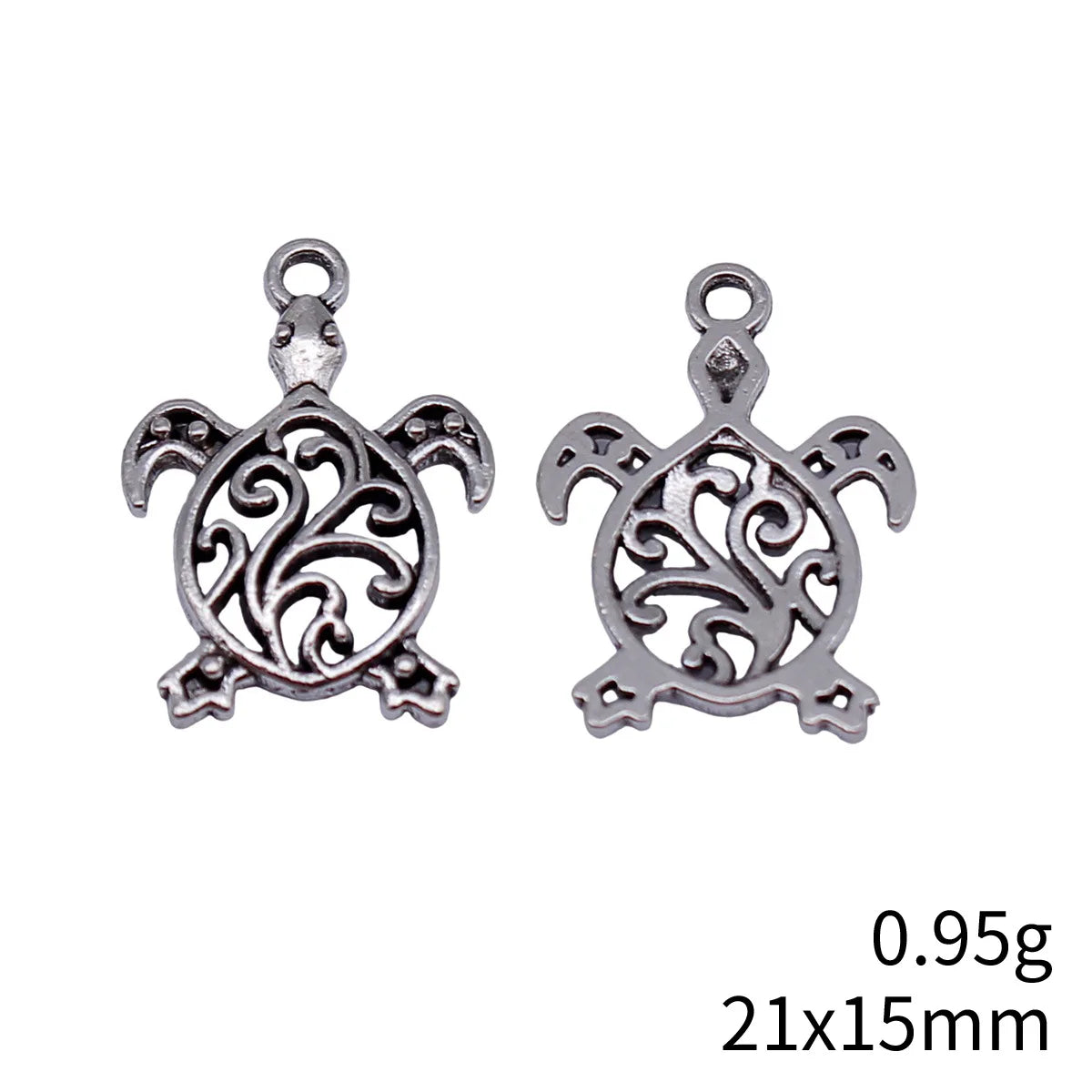 21x15mm 0.95g Multicolor Zinc Alloy Sea Turtle Charm Pendant for DIY Necklace and Bracelet Making
