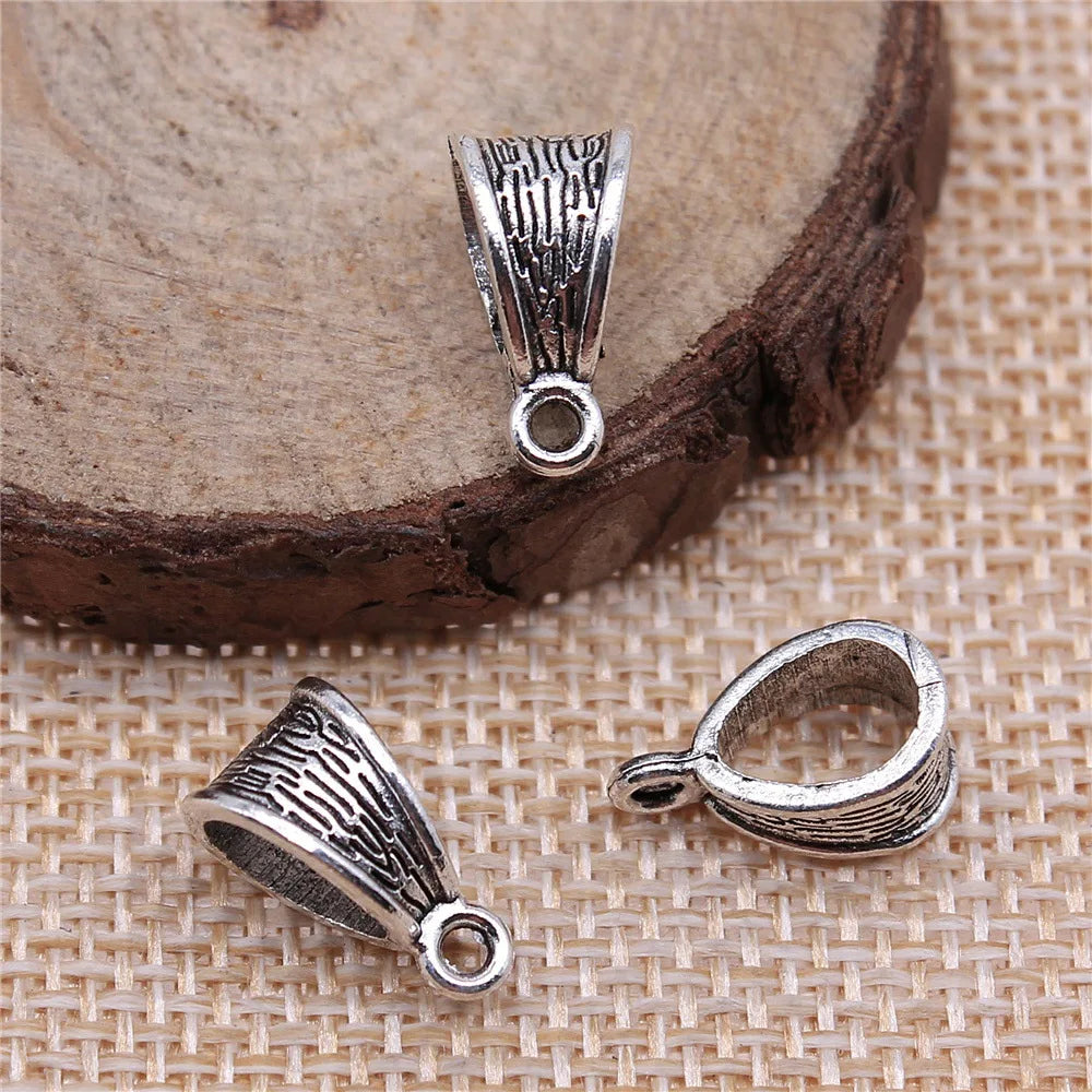14x7x7mm 0.8g Antique Silver Zinc Alloy Pendant Bail Connector Findings for DIY Necklace Jewelry Making