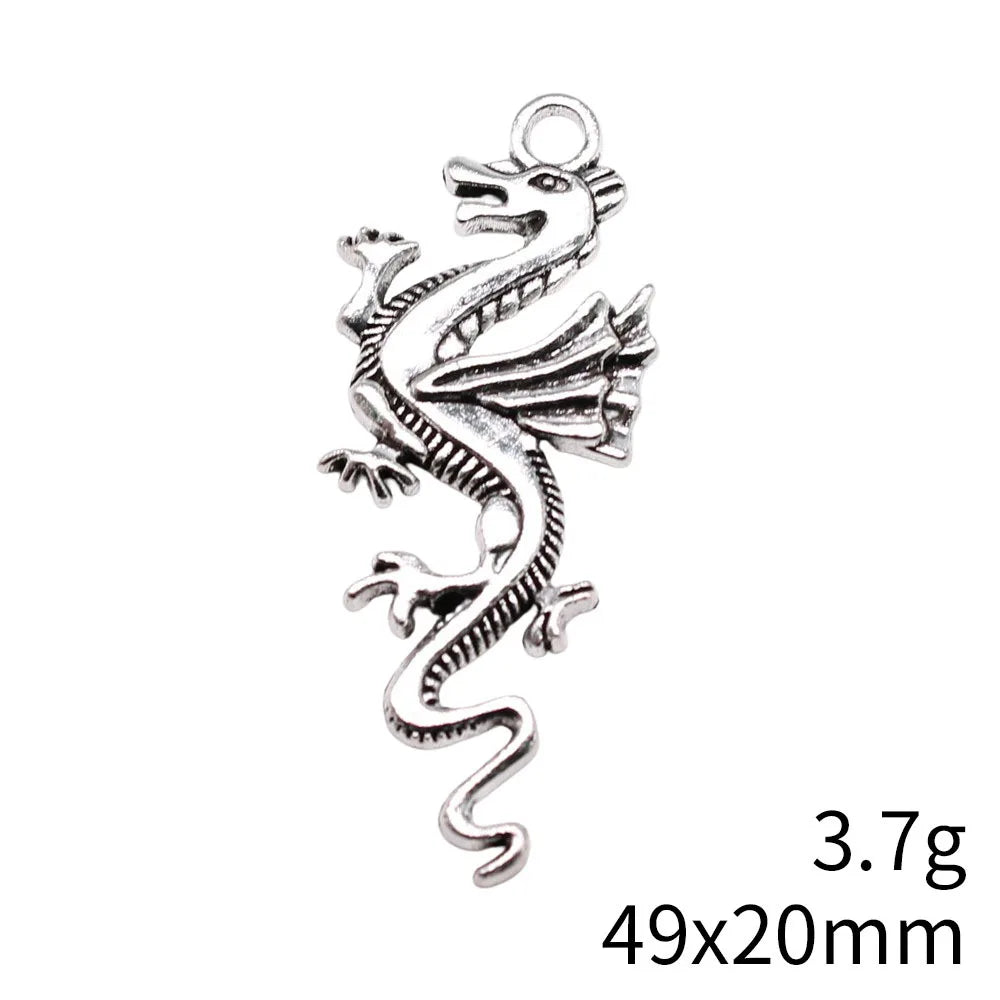 49x20mm 3.7g Antique Silver Zinc Alloy Flying Dragon Charm Pendant for DIY Necklace Bracelet Making