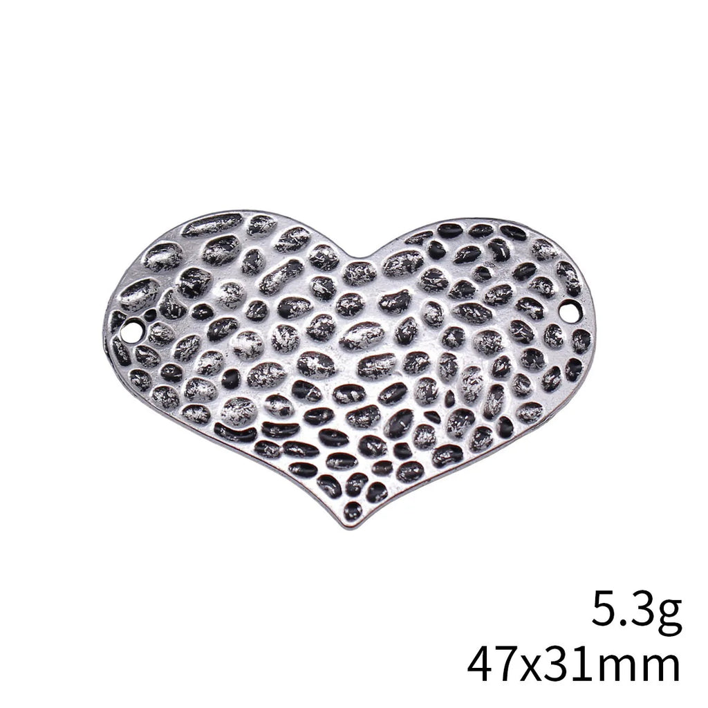 47x31mm 5.3g Multicolor Zinc Alloy Hammered Curved Heart Connector Charm for DIY Earrings Jewelry