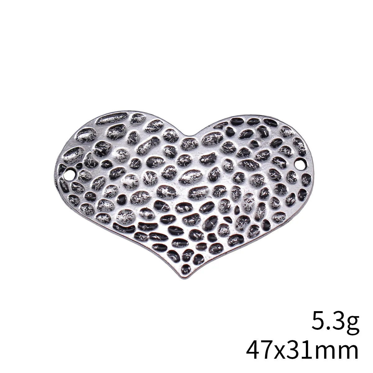 47x31mm 5.3g Multicolor Zinc Alloy Hammered Curved Heart Connector Charm for DIY Earrings Jewelry