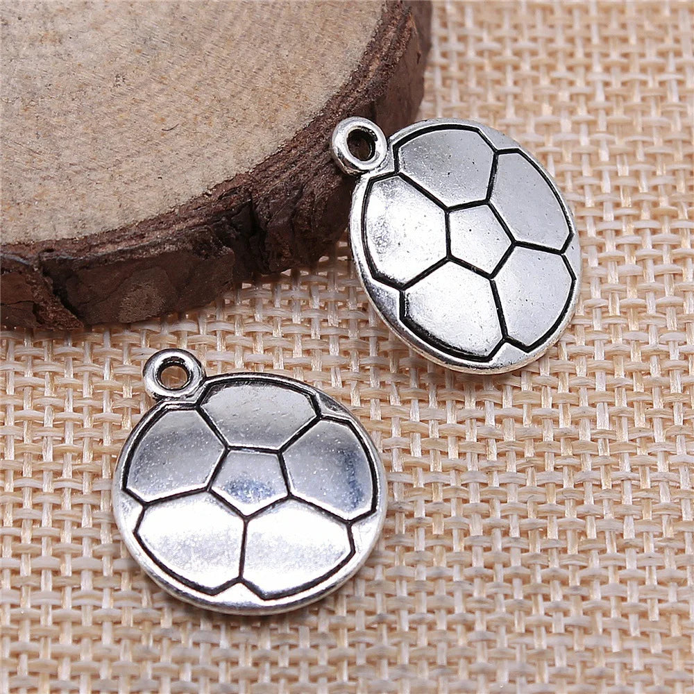 22x19mm 3.8g Antique Silver Zinc Alloy Soccer Ball Charm Pendant for DIY Bracelet Necklace Making