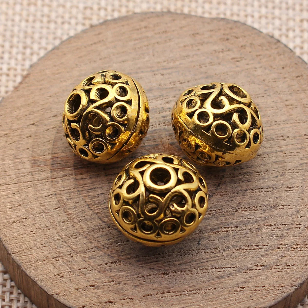 16x16x15mm 3.6g Multicolor Zinc Alloy Openwork Round Ball Loose Metal Hollow Beads for DIY Bracelet Jewelry Making
