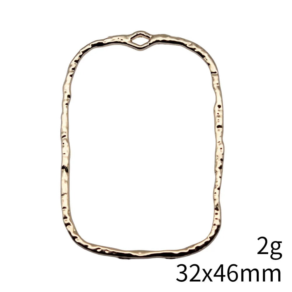 32x46mm 2g Electrophoretic KC Gold Zinc Alloy Rectangle Charm Pendant for DIY Necklace Jewelry