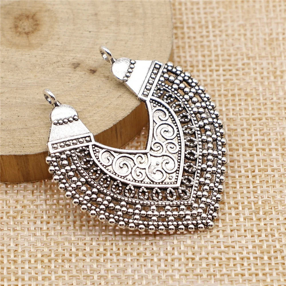 38x43mm 5.4g Antique Silver Zinc Alloy Geometric Earring Connector Charm Pendant for DIY Earrings