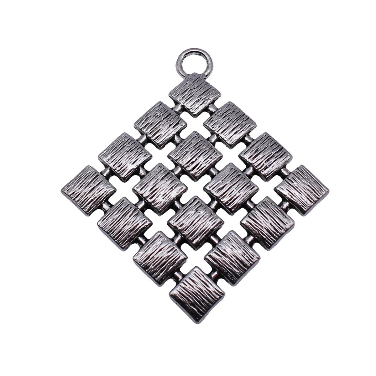56x51mm 8.8g Antique Silver Zinc Alloy Square Grid Charm Pendant for Geometric Necklace Making