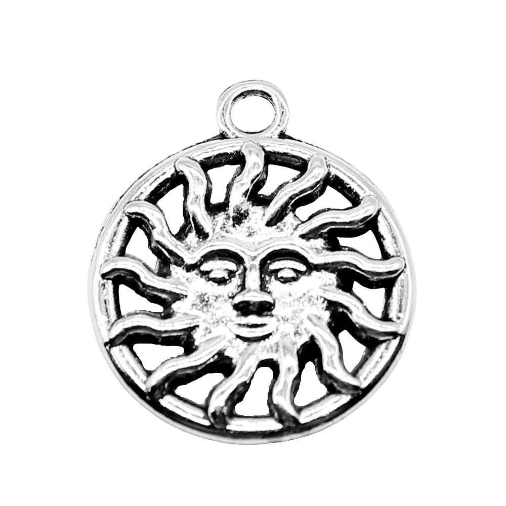 17x20mm 2g Antique silver zinc alloy Sun charm pendant for necklace bracelet jewelry making