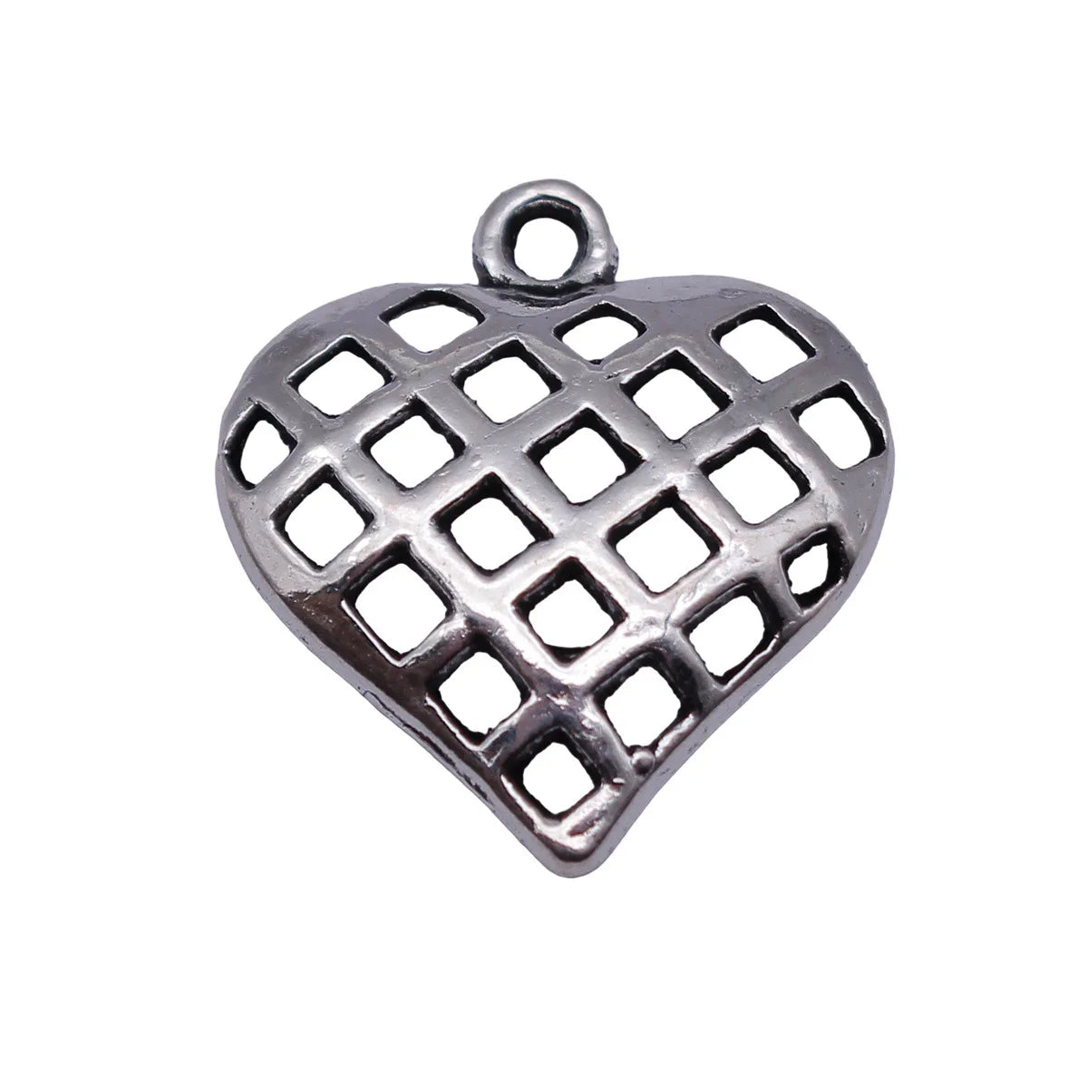 23x21mm 1.4g Antique Silver Zinc Alloy Hollow Woven Texture Heart charm pendant for DIY jewelry making