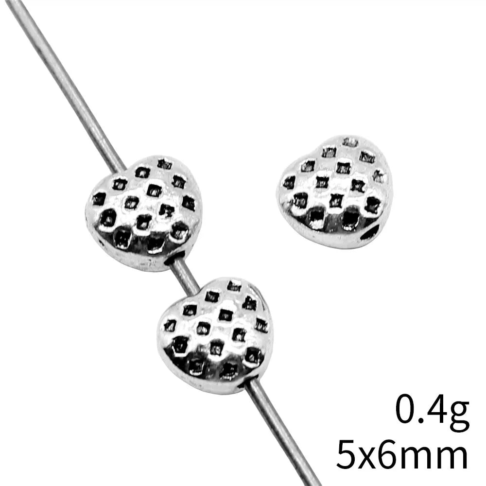 5x6mm 0.4g Antique Silver Zinc Alloy Heart Loose Metal Beads for Bracelet Jewelry Making