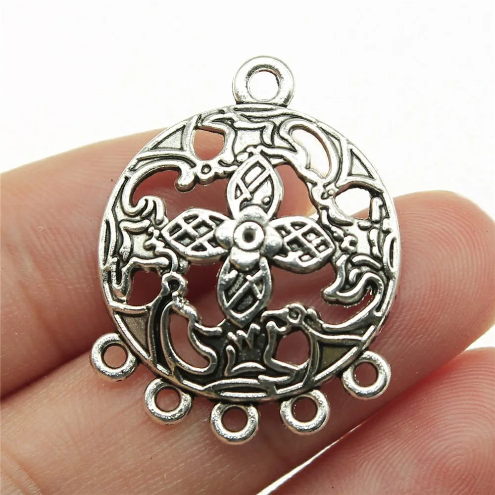 28x23mm 1.8g Antique silver zinc alloy earring connector charm jewelry findings for DIY earring making