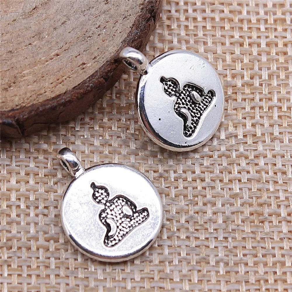 19x15mm 2g Multicolor Zinc Alloy Double Sided Buddha Charm Pendant for DIY Necklace Jewelry Making