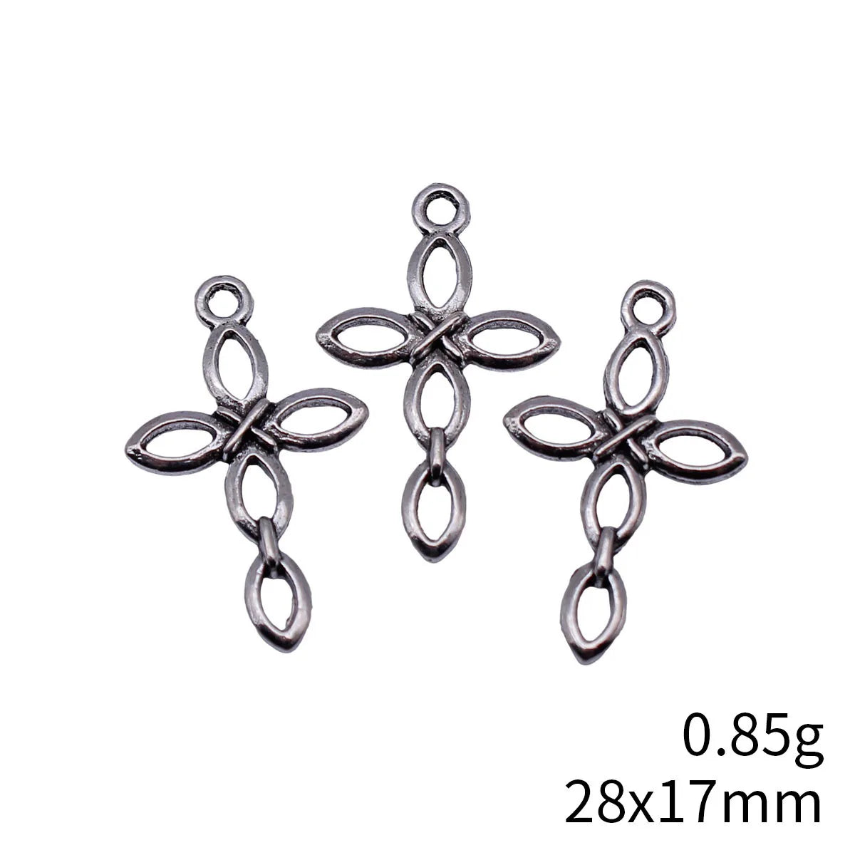 28x17mm 0.85g Antique Silver Zinc Alloy Hollow Cross Charm Pendant for DIY Necklace Bracelet Making