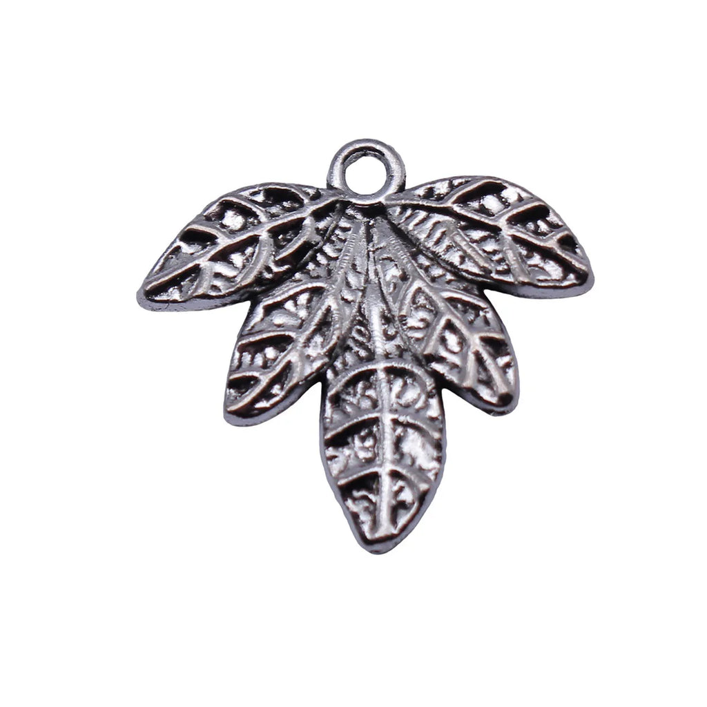 22x21mm 1.2g Antique Silver Zinc Alloy Leaf Charm Pendant for DIY Necklace Bracelet Jewelry Making