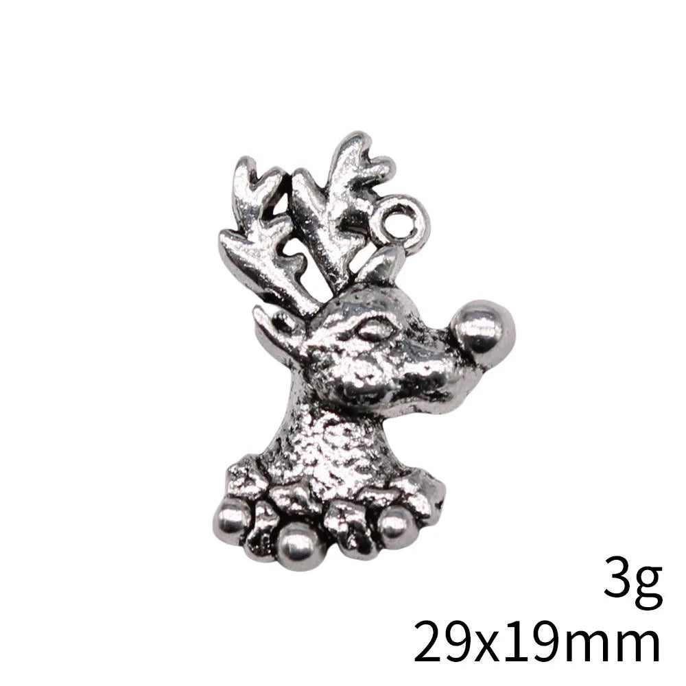 29x19mm 3g Multicolor Zinc Alloy Christmas Deer Charm Pendant for DIY Bracelet Necklace Making