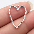 26x20mm 1.5g Multicolor Zinc Alloy Hammered Openwork Heart Hollow Charm Pendant for DIY Necklace Making
