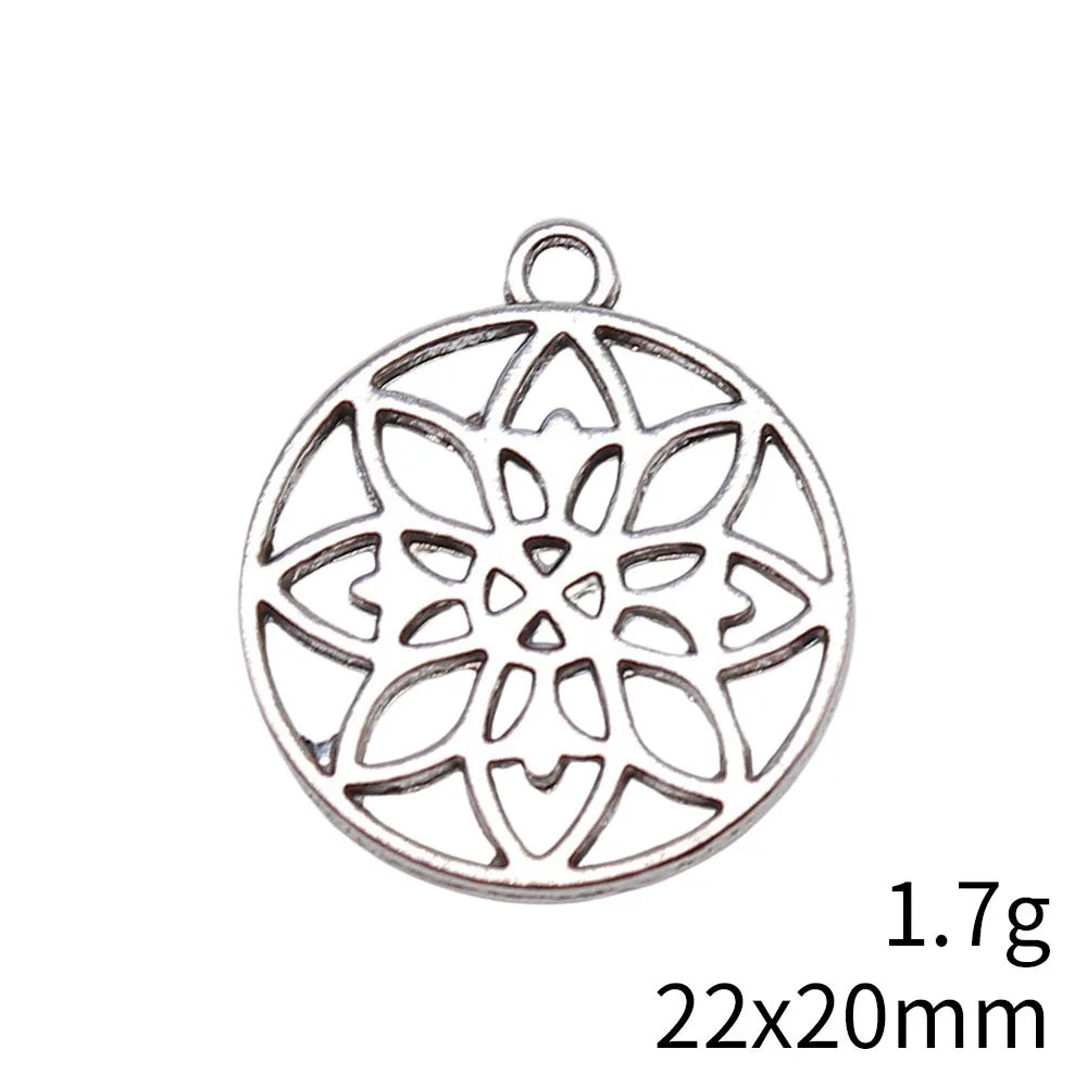 22x20mm 1.7g Antique Silver Zinc Alloy Flower Filigree Charm Pendant for DIY Necklace Jewelry Making