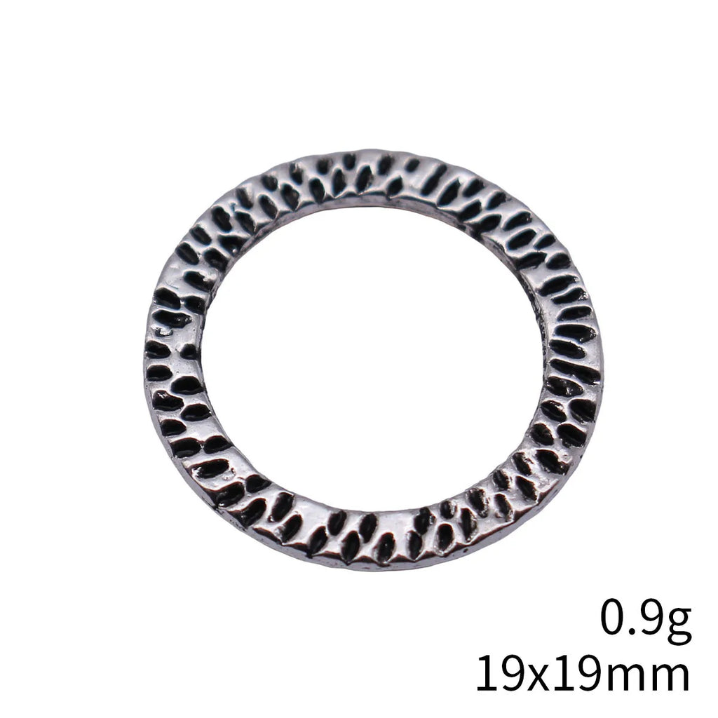 19x19mm 0.9g Antique Silver Zinc Alloy Pitted Round Ring Connector Charm for Necklace Bracelet Making