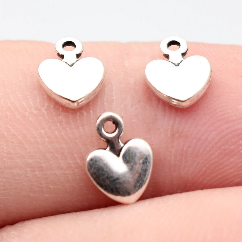 9x6.6mm 0.32g Multicolor Zinc Alloy Heart Charm Pendant for DIY Bracelet Necklace Jewelry Making