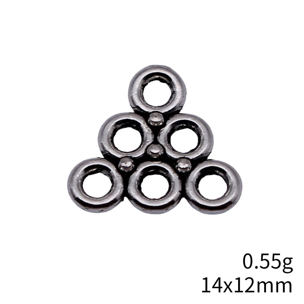 14x12mm 0.55g Multicolor Zinc Alloy Multi Hole Triangle Connector Charm for Earring Jewelry Making