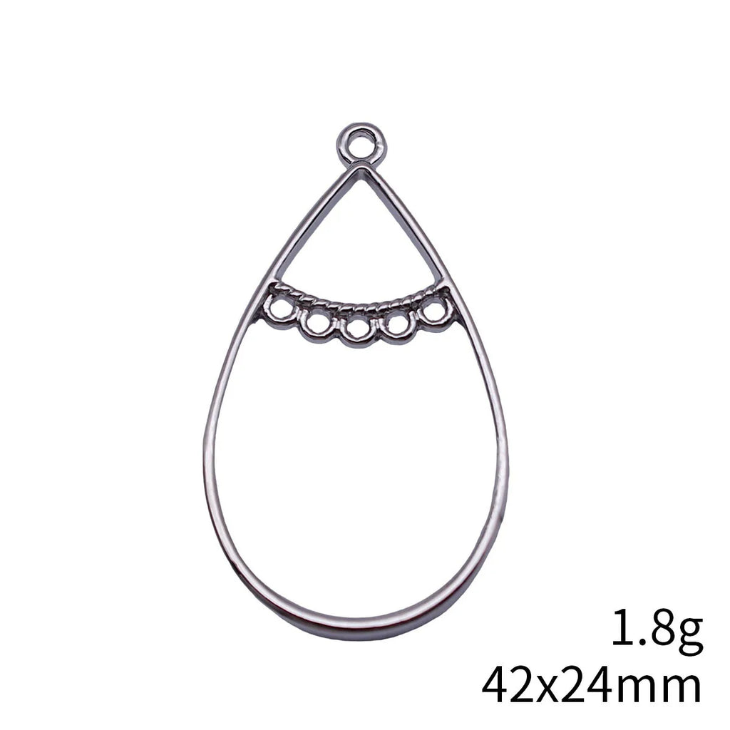 42x24mm 1.8g White K Color Zinc Alloy Hollow Teardrop Earring Connector Charm for DIY Earrings