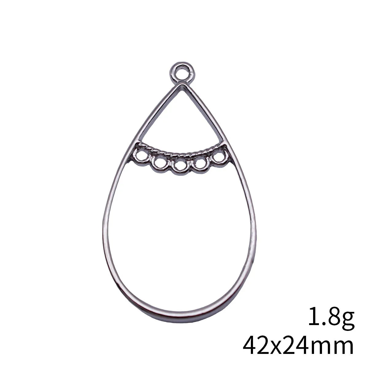 42x24mm 1.8g White K Color Zinc Alloy Hollow Teardrop Earring Connector Charm for DIY Earrings