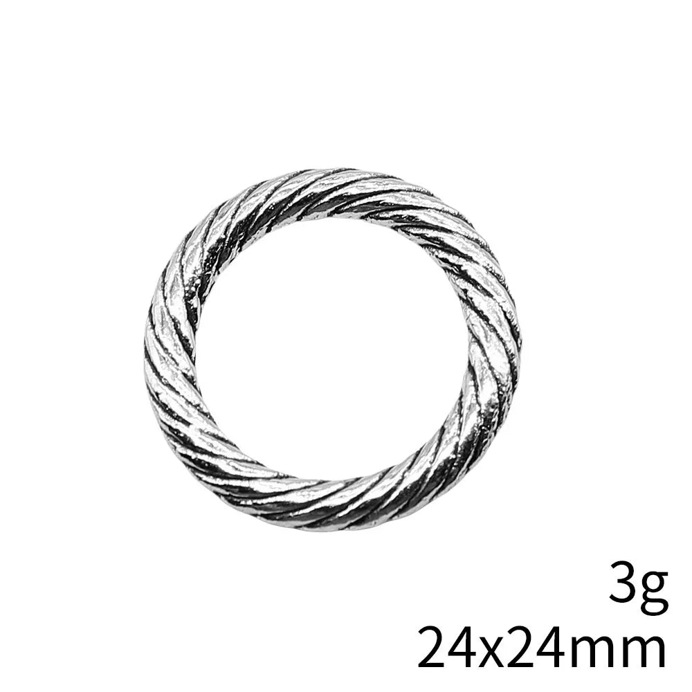 24x24mm 3g Antique Silver Zinc Alloy Round Ring Charm Pendant for DIY Necklace Bracelet Jewelry Making