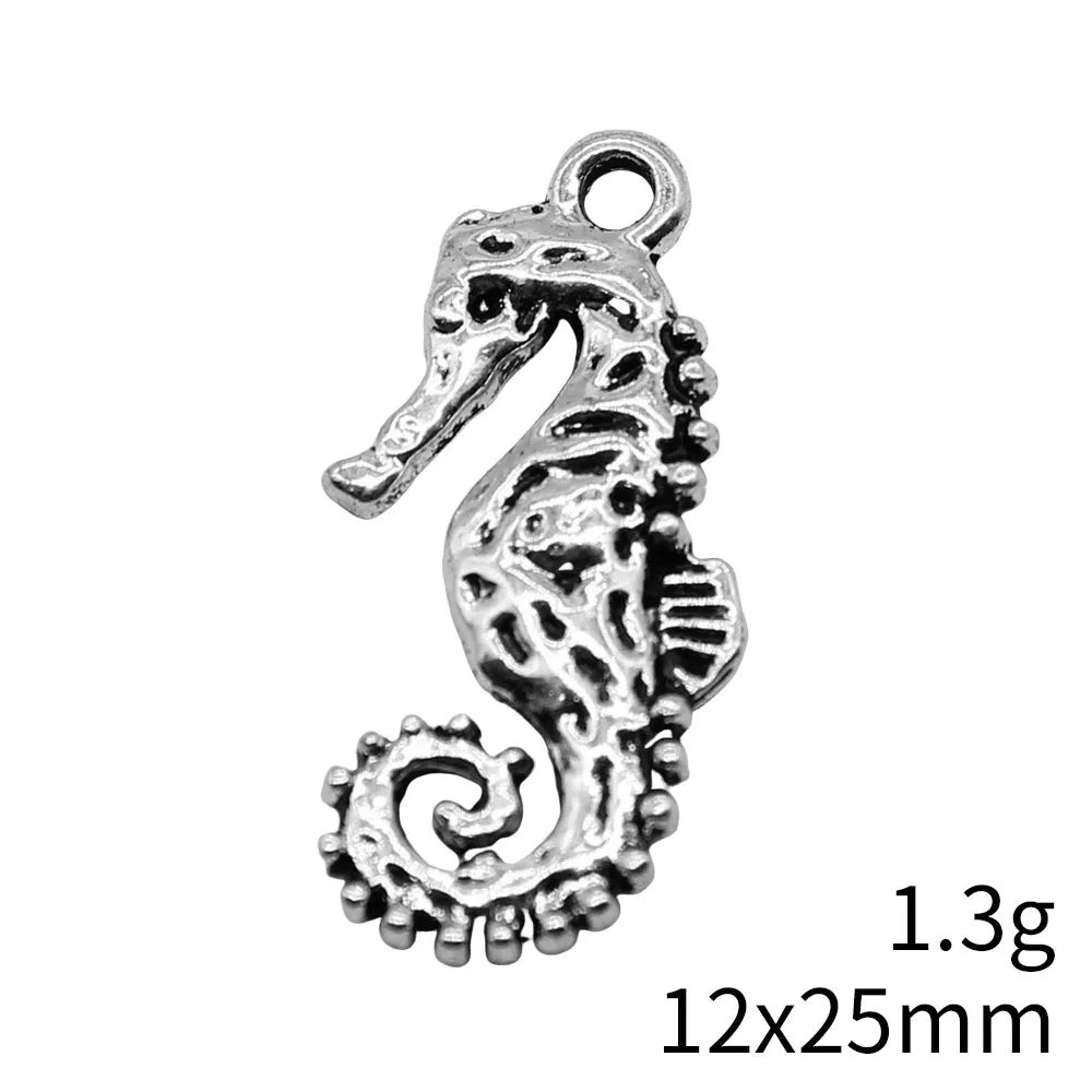 12x25mm 1.3g Antique Silver Zinc Alloy Seahorse Charm Pendant for Necklace Bracelet DIY Jewelry