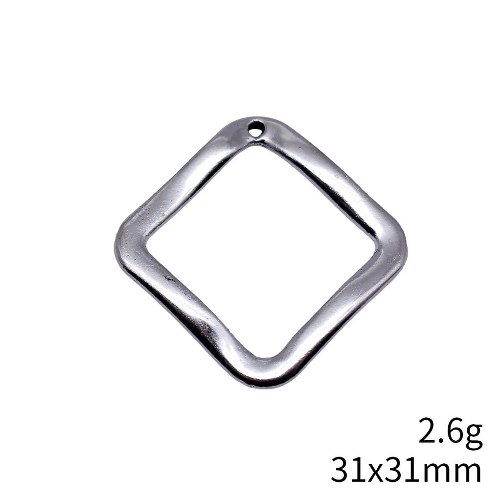 31x31mm 2.6g Multicolor Zinc Alloy Hollow Diamond Charm Pendant for DIY Earrings Necklace Making