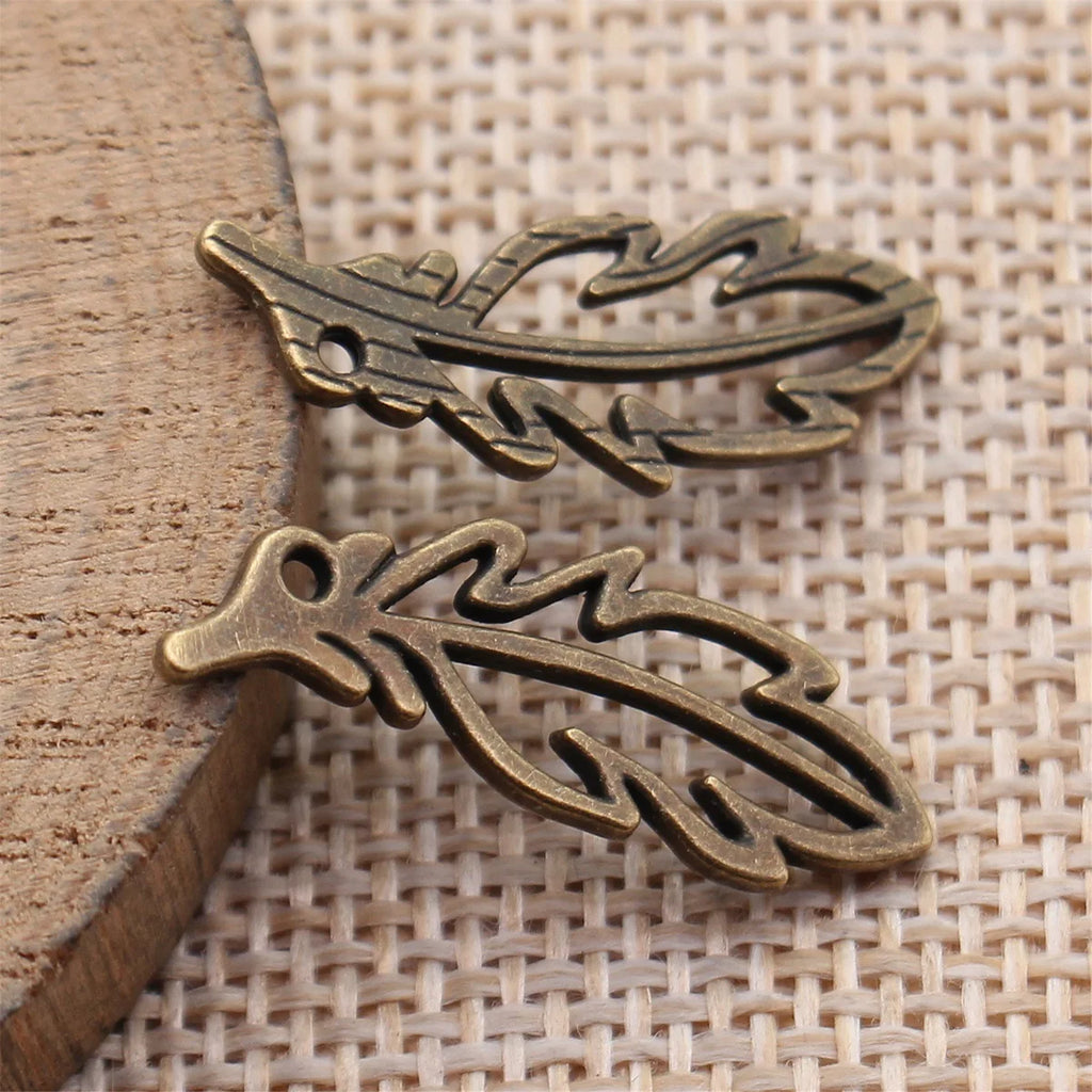 26x10mm 0.9g Multicolor Zinc Alloy Hollow Feather Charm Pendant for DIY Necklace Bracelet Jewelry Making