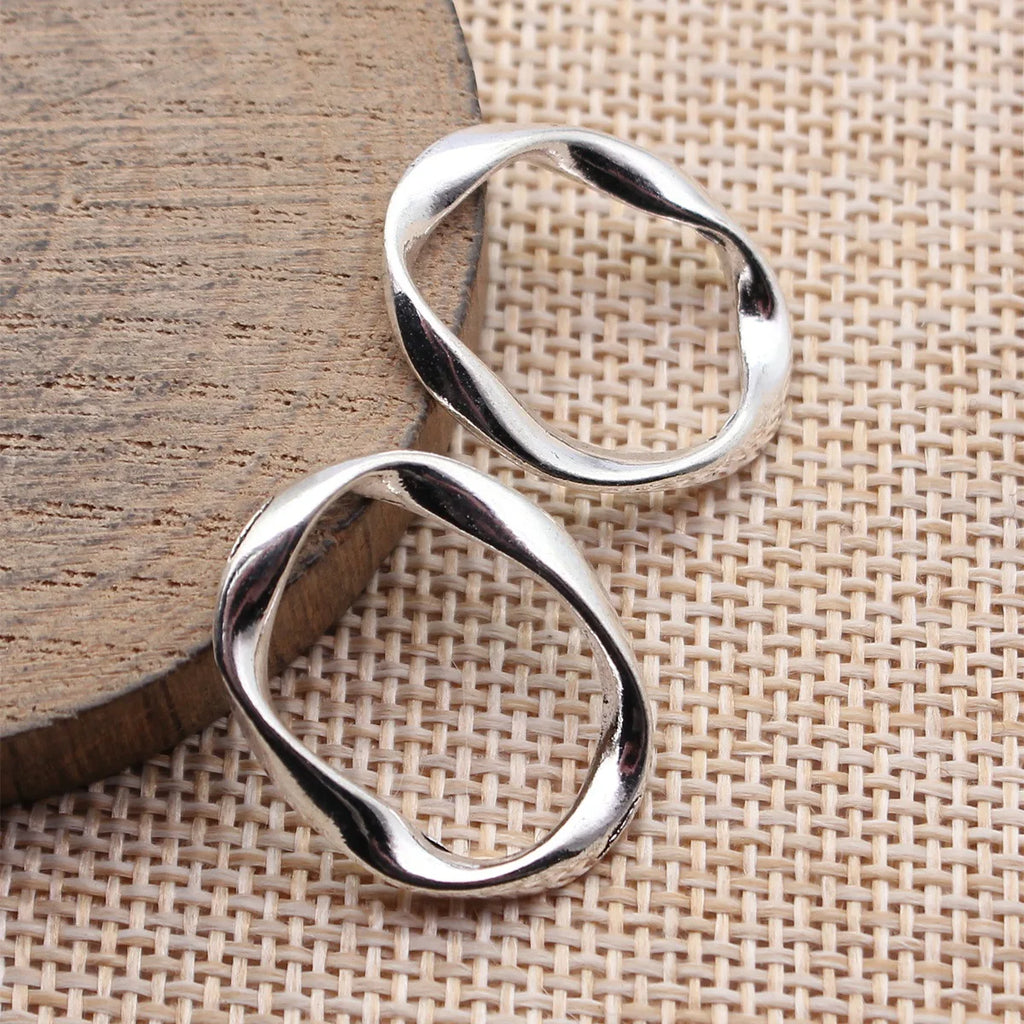 25x20mm 1.7g Multicolor Zinc Alloy Irregular Hollow Twisted Geometric Oval Ring Charm Pendant for DIY Jewelry