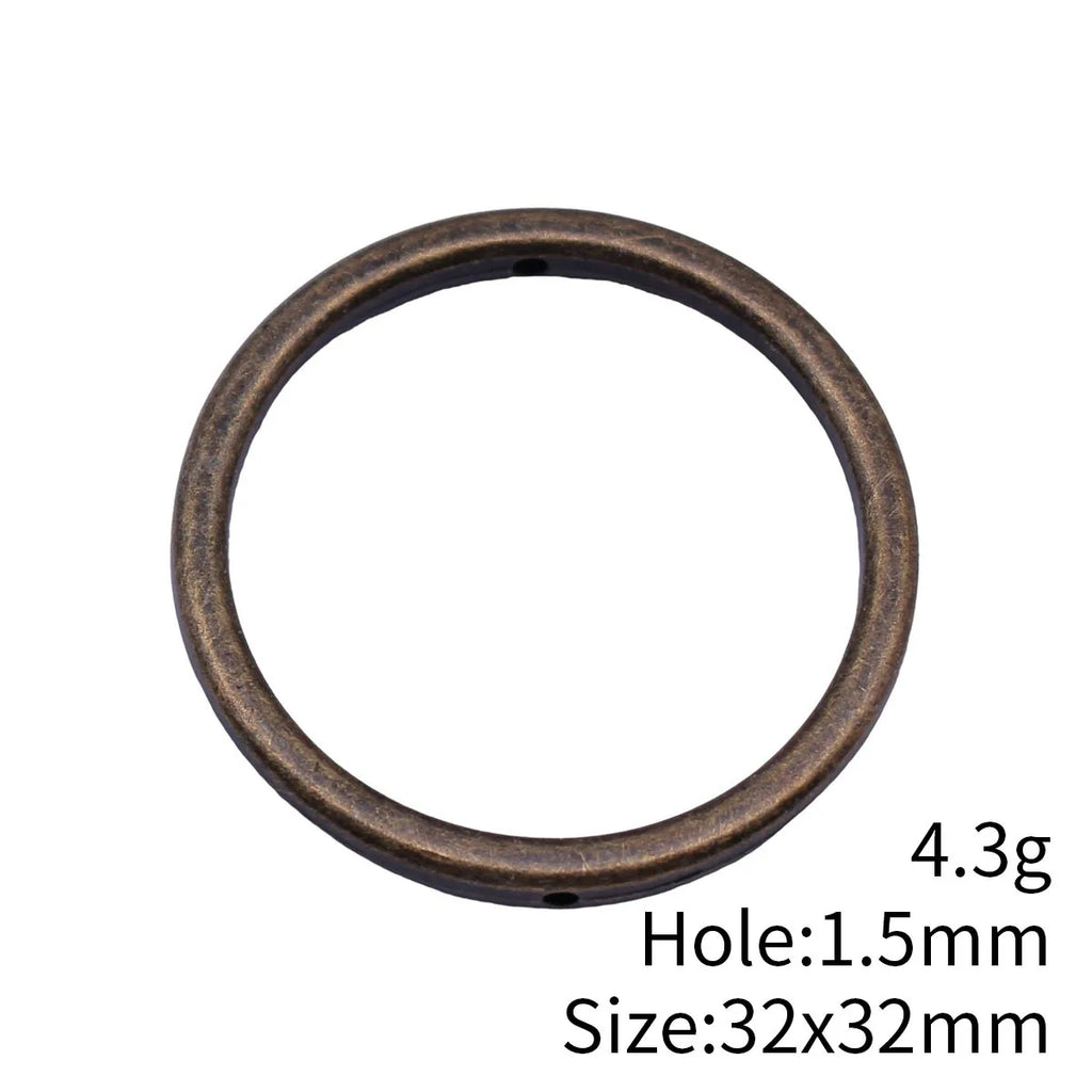 32x32mm 4.3g Antique Bronze Zinc Alloy Round Ring Connector Charm for DIY Earrings Jewelry Making
