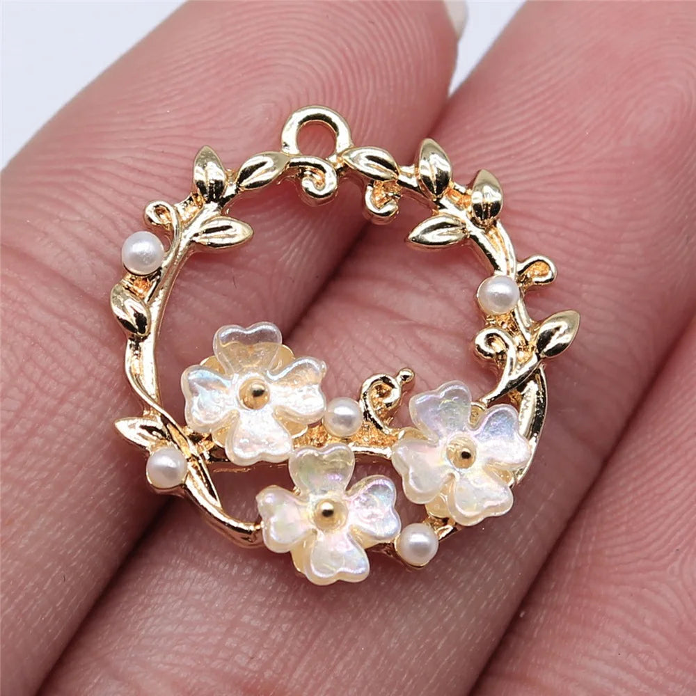 23x23mm 2.5g KC Gold Zinc Alloy Wreath Charm Pendant for DIY Necklace Bracelet Jewelry Making