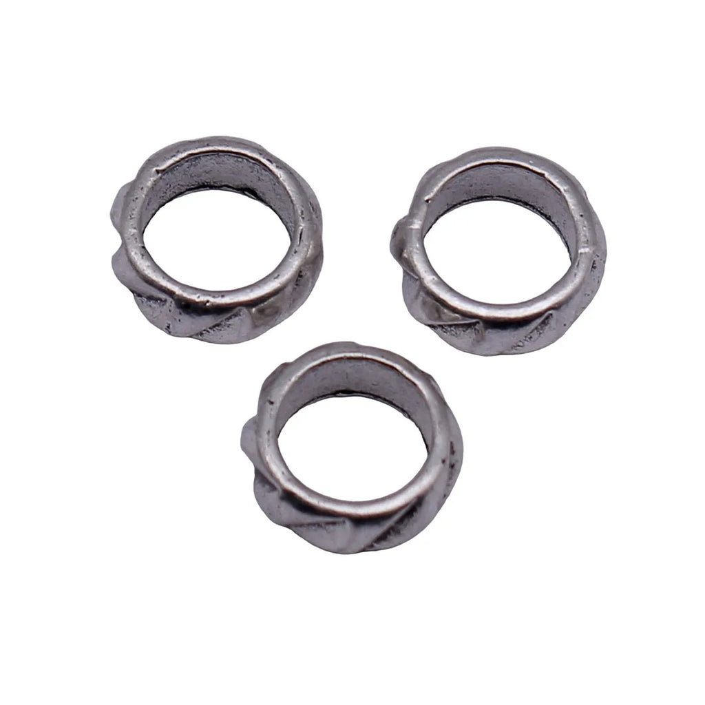 8x8x3.4mm 0.43g Antique Silver Zinc Alloy Textured Round Large Hole Spacer Beads for Bracelet Jewelry Making