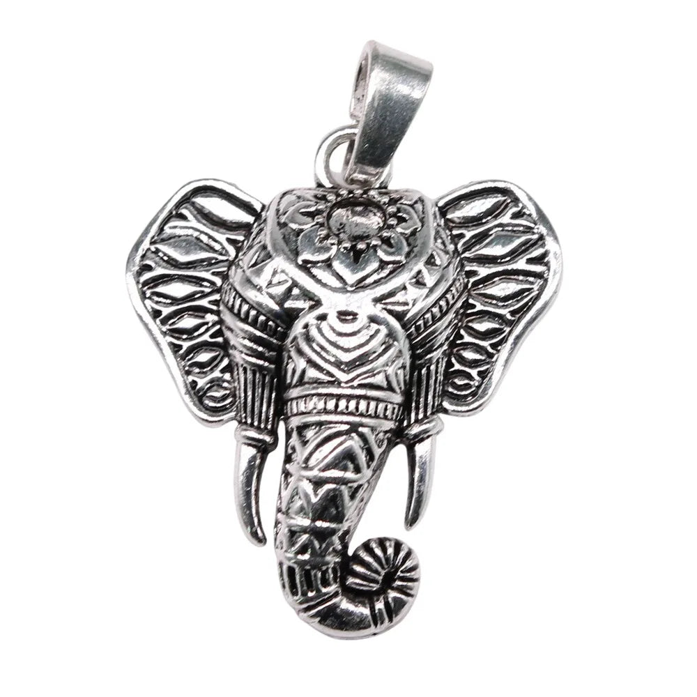 55x47mm 15.8g Antique Silver Zinc Alloy Elephant Head Charm Pendant for DIY Necklace Jewelry Making