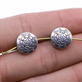 12.3x12.3mm 2.4g Antique Silver Zinc Alloy Round Pattern Flat Spacer Beads for Bracelet Jewelry Making