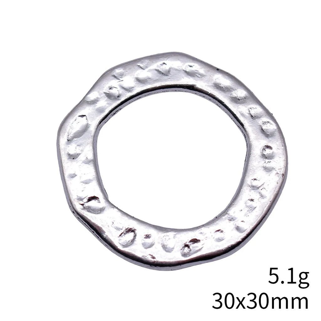 30x30mm 5.1g Multicolor Zinc Alloy Hammered Irregular Round Ring Connector Charm for DIY Jewelry