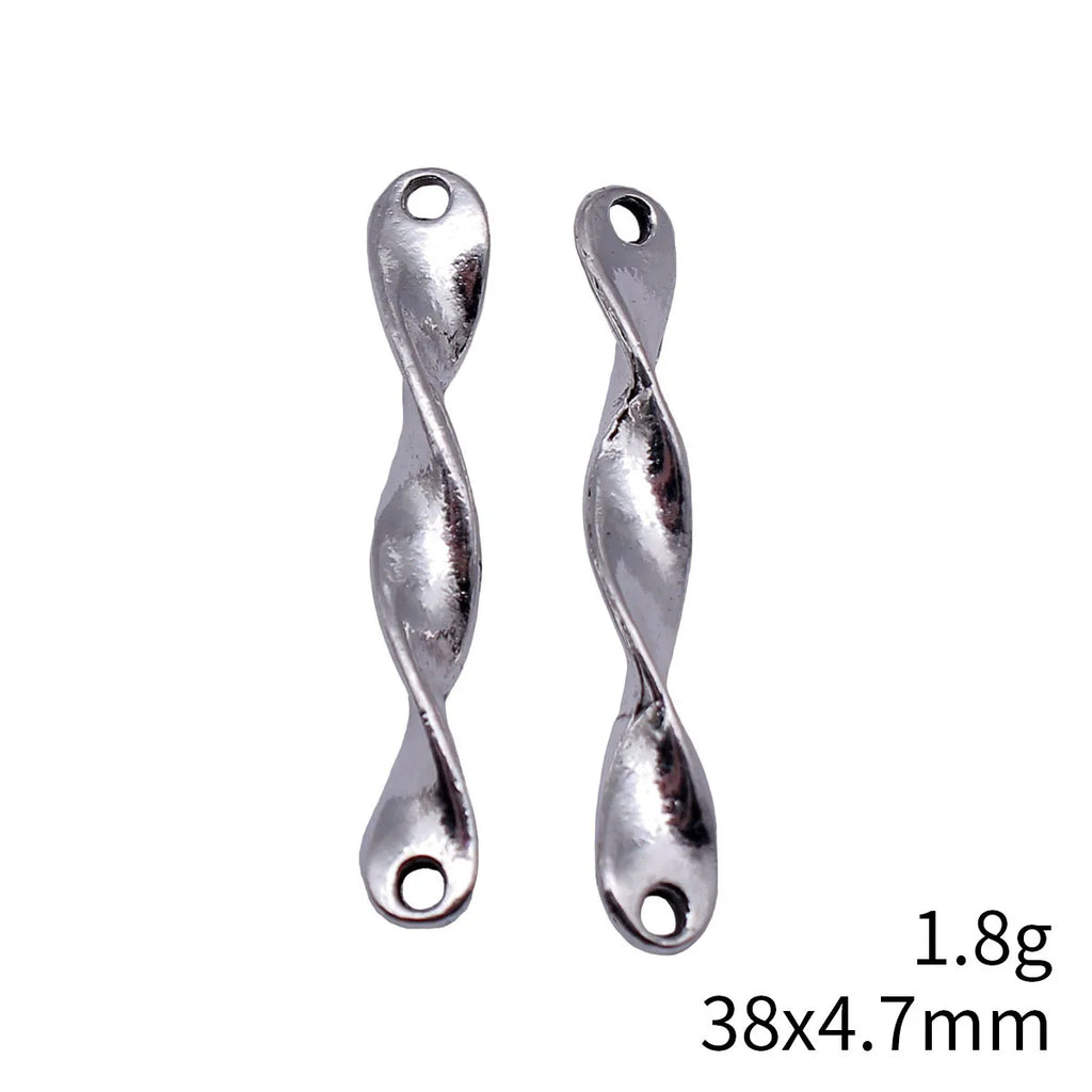 38x4.7mm 1.8g Antique Silver Zinc Alloy Twisted Long Bar Connector Charm for DIY Bracelet Jewelry