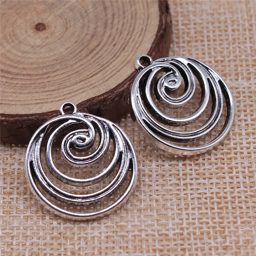 23x22mm 3.1g Antique Silver Zinc Alloy Swirl Charm Pendant for DIY Necklace Bracelet Jewelry Making