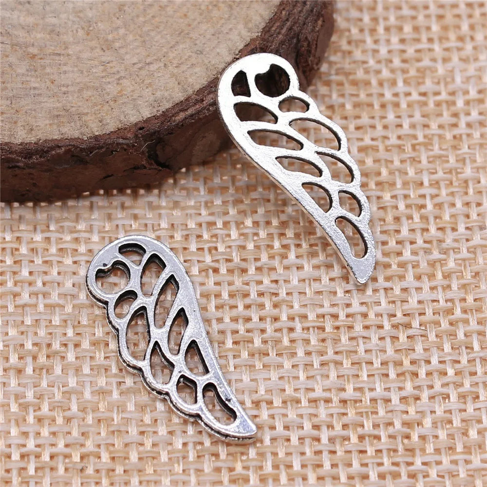 24x9mm 1g Antique Silver Zinc Alloy Wing Charm Pendant for DIY Necklace Bracelet Jewelry Making