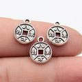 13x11mm 0.68g Antique Silver Zinc Alloy Chinese Coin Charm Pendant for DIY Necklace Bracelet Making