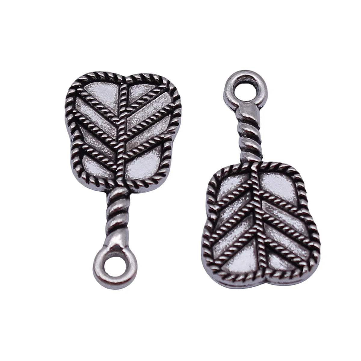 18x9.6mm 0.83g Antique Silver Zinc Alloy Palm Fan Charm Pendant for DIY Necklace Bracelet Making