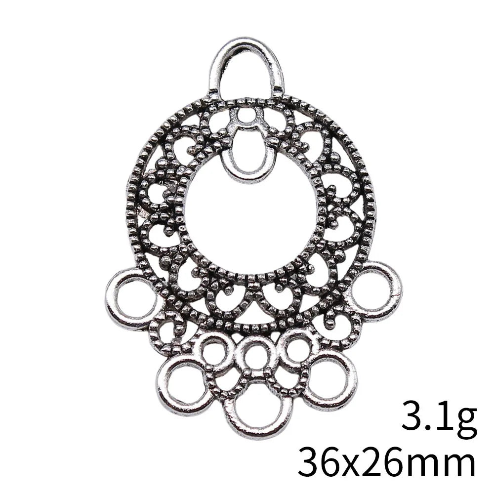 36x26mm 3.1g Multicolor Zinc Alloy Round Hollow Earring Connector Charm for DIY Earrings Jewelry Making