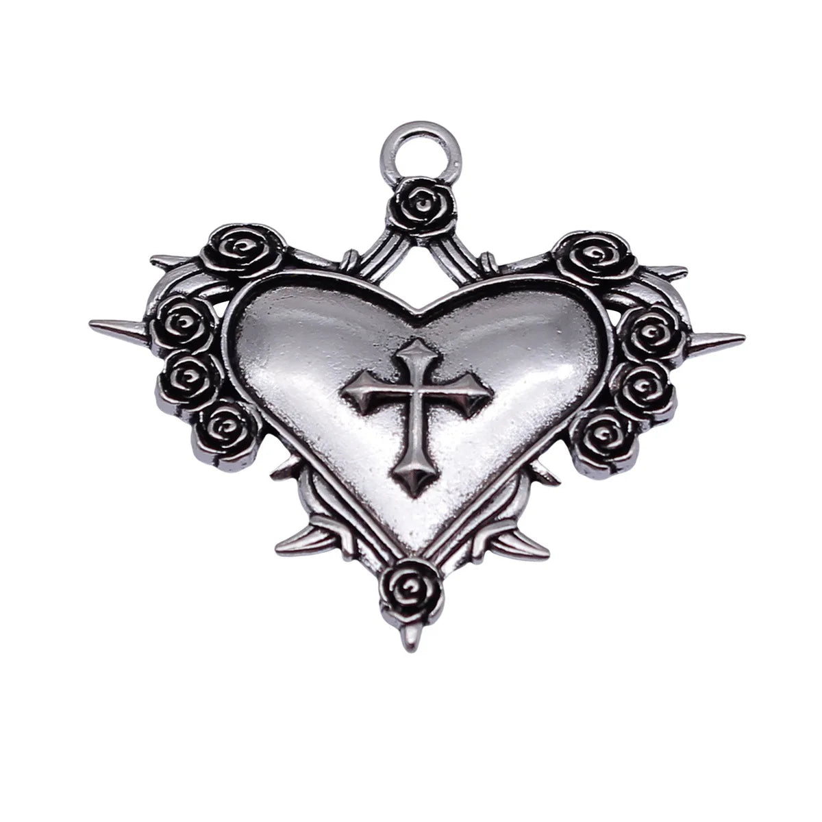 34x30mm 2.4g Antique Silver Zinc Alloy Gothic Cross Heart Charm Pendant for Necklace Bracelet DIY