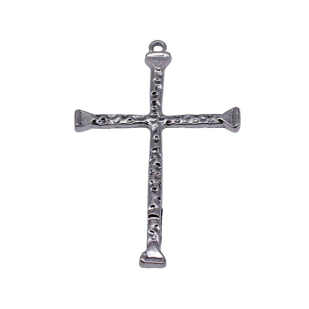 80x52mm 8.6g Antique Silver Zinc Alloy Hammered Cross Charm Pendant for DIY Necklace Jewelry Making