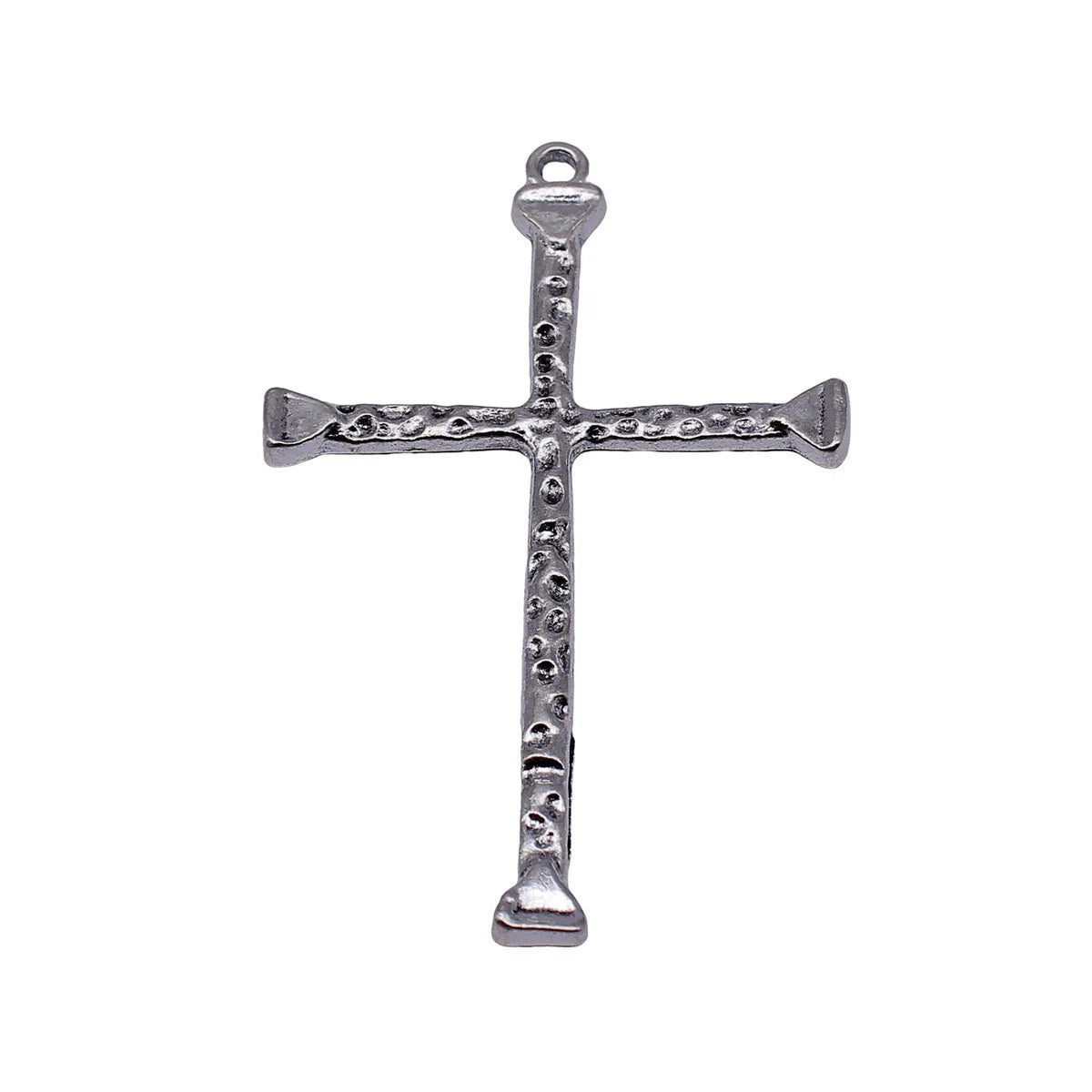 80x52mm 8.6g Antique Silver Zinc Alloy Hammered Cross Charm Pendant for DIY Necklace Jewelry Making