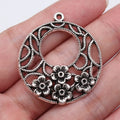 38x34mm 5.2g Multicolor Zinc Alloy Hollow Round Flower Earring Charms for DIY Earrings Jewelry Making