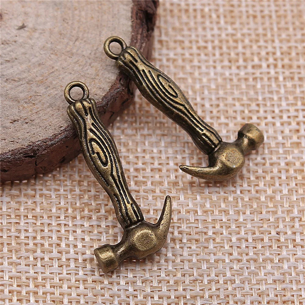 31x15mm 3.2g Multicolor Zinc Alloy Hammer Tool Charm Pendant for DIY Necklace Bracelet Jewelry Making