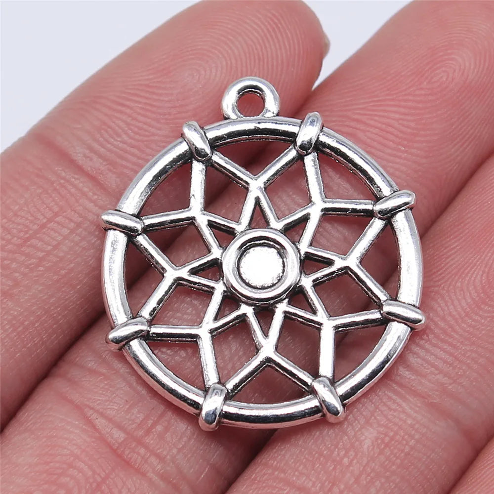 30x27mm 3.9g Antique Silver Zinc Alloy Dreamcatcher Charm Pendant for DIY Necklace Bracelet Making