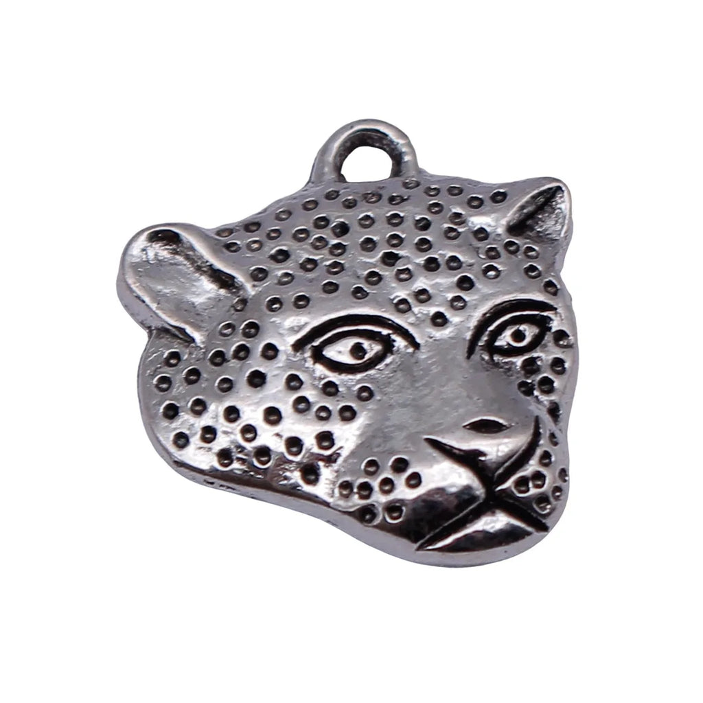 20x18mm 2g Antique Silver Zinc Alloy Leopard Head Charm Pendant for DIY Necklace Bracelet Making