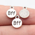 12x9mm 0.64g Antique Silver Zinc Alloy BFF Round Tag Charm Pendant for Bracelet Necklace Jewelry Making